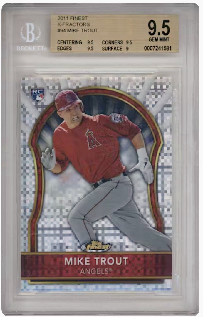 Mike Trout RC Gem Mint! 2011 Topps Finest X-Fractor /299 #94 Angels BGS 9.5