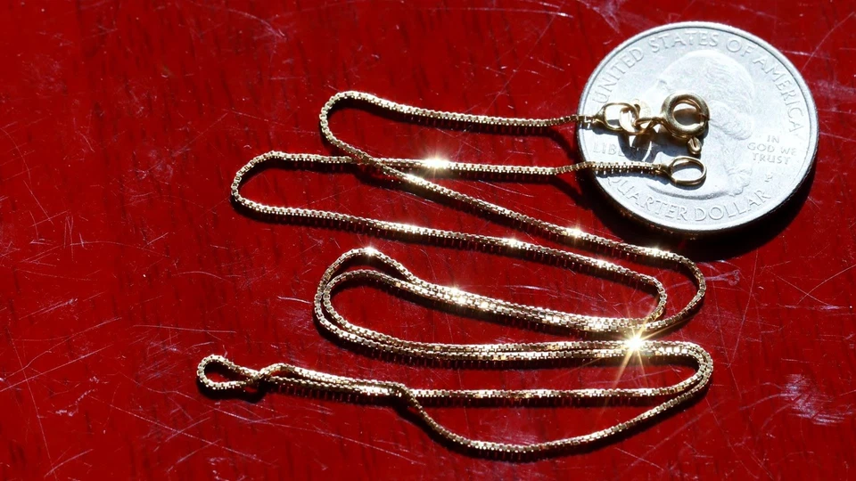 Collar Oro Amarillo 14k Italiano 18.0" Caja Eslabón Cadena Vintage 1.45gr UnoAerre Foto 4 de 4