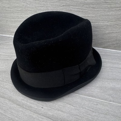 Barcelona Men's Black Solid Felt Bowler Hat w/ Grosgrain Band Satin Lining
