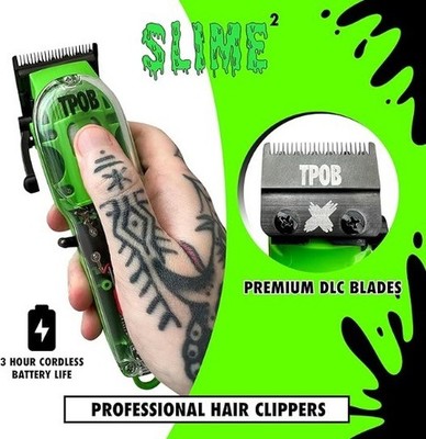 TPOB Slime 2 Barber Hair Clippers for Men 6800 RPM with Matte Green Case and X F