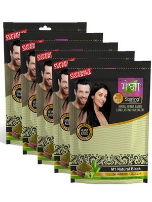 5er Pack Mehandi Megha Haarfarbe für Damen & Herren Bio Haarfarbe 45g