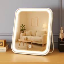 Rechargeable Vanity Mirror with Lights,8x10 Inch 3 Color Lighting Portable Ma...