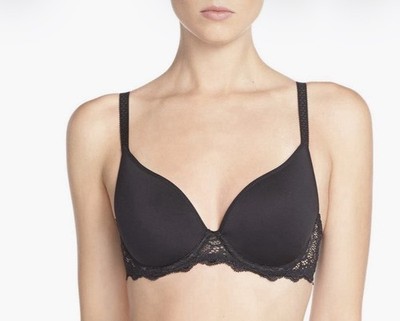Simone Perele Caresse Underwired Lace Plunge Bra 32E Black