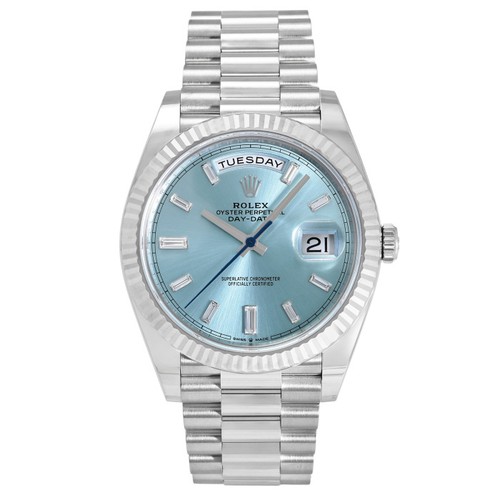 Rolex Day-Date 228236A Platinum 40.0mm Blue Dial Automatic Wri...
