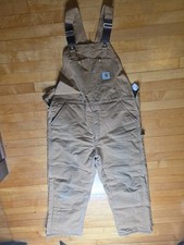 Vintage Carhartt Overalls Mens 40x30 Tag Brown Quilt Insulated R03Brn USA Union