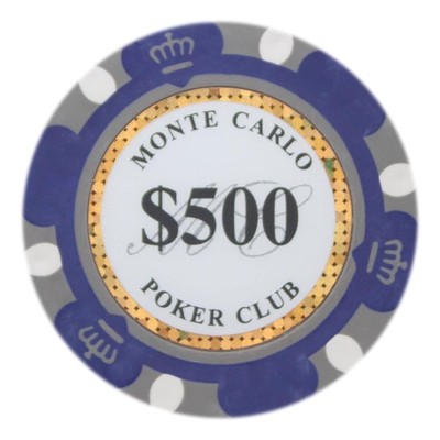 Brybelly Monte Carlo Premium Poker Chips (50-Pack) 3.5 x 3 x 1.5, $500 Purple