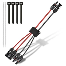 MC4 Y-Branch Solar Connectors 4-2 Parallel Adapter 10AWG IP68 Tool-Free 1.65FT 