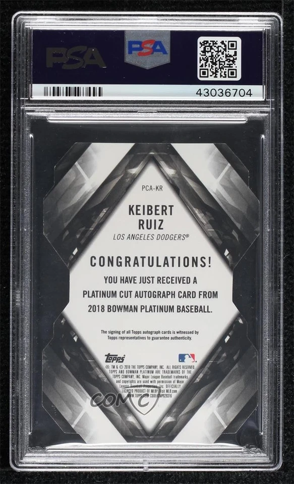 2018 Bowman Platinum Cut /25 Keibert Ruiz #PCA-KR PSA 10 GEM MT Auto - Image 2 of 2
