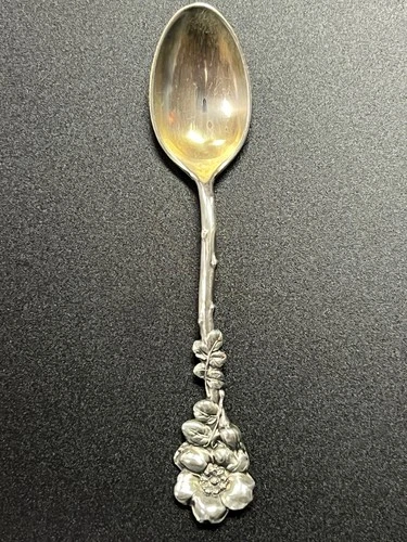Vtg Reed & Barton Harlequin sterling silver demitasse spoon, "Wild Rose"