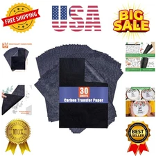 Carbon Paper for Tracing Graphite Transfer-Paper - 30 Pcs Black Graphite Pape...