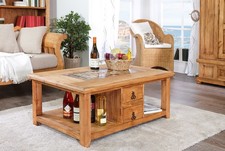 MEXICO Möbel: Couchtisch Wohnzimmertisch mit Marmor Mosaik, Pinie massiv, NEU