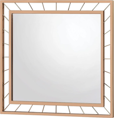 Glam Gold Rectangle Wall Mirror with Decorative Lines for Any Room