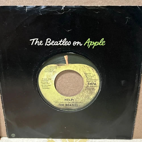 NM The Beatles Help! Apple 5476 7" 45 Single L.A Pressing 2x All Rights Reserved