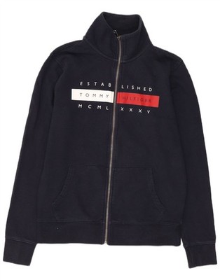 Tommy Hilfiger Mens Graphic Tracksuit Top Jacket Medium Navy Blue Cotton DO16