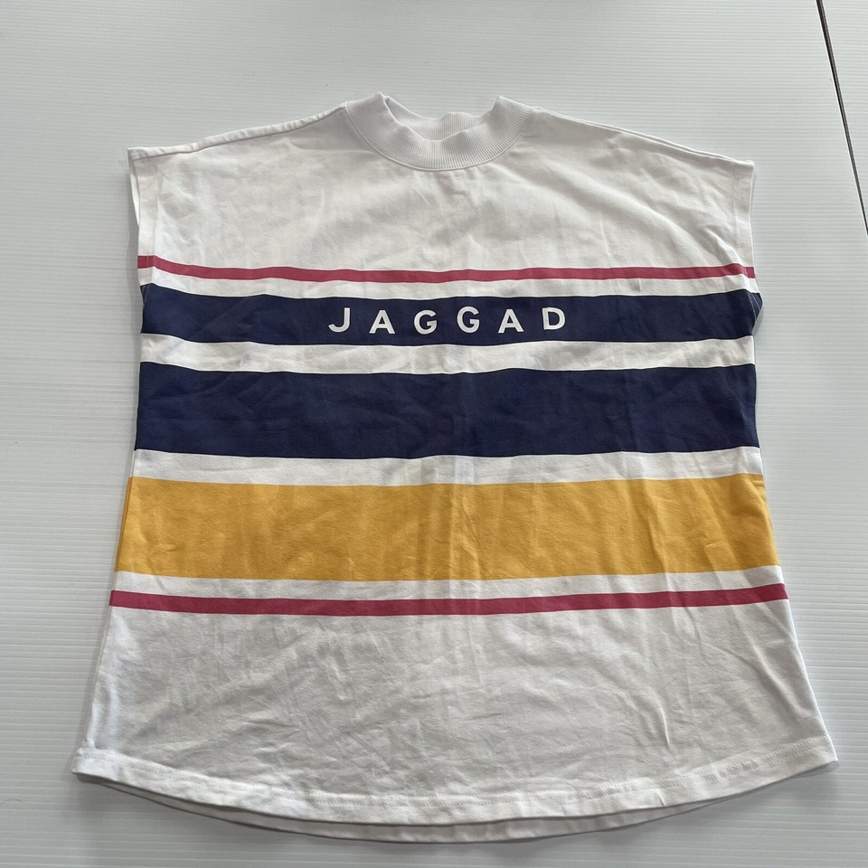 Jaggad - Ladies Striped  Logo Oversized T-Shirt - Size S
