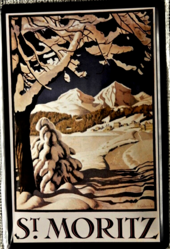 1 Blechschild, 20 x 30 cm, ST. MORITZ, Schweiz, Winter, Schnee, Neu,  OVP - Bild 1 von 1