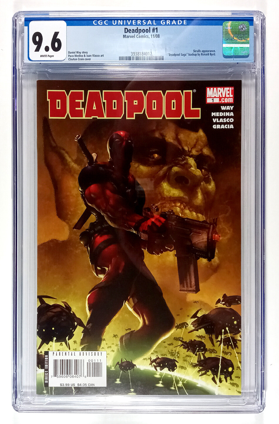 Deadpool #1 CGC 9.6 White Pages (2008) Marvel Comics Skrulls Appearance