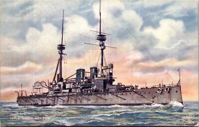 Postcard HMS Lord Nelson 1st Class Barbette Ship Battleship Tucks#9624 AP-TU