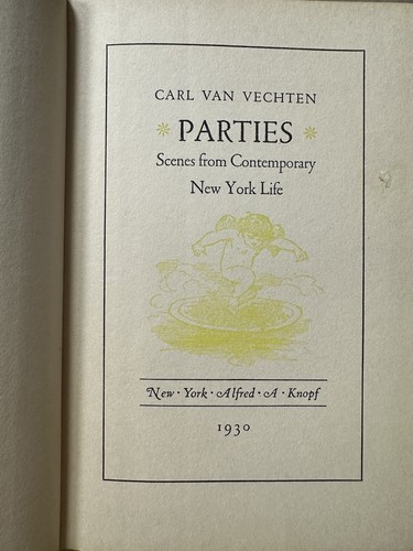Parties: Scenes from New York Life. Carl Van Vechten 1930 1st Edition. Author’s - Imagen 3 de 4