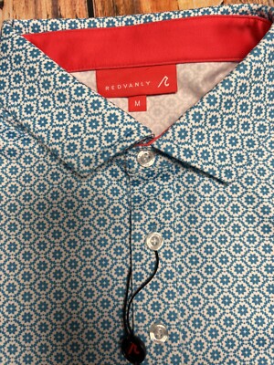 Redvanly Golf  Harrow Polo ~ Medium ~ Light Blue/White ~ NWT $105 Retail