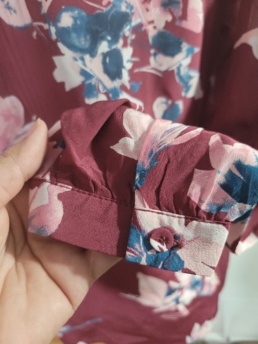 Daniel Rainn Blouse Womens "Rachel" Silk Burgundy Floral Ruffle Trim Sz M NEW - Picture 10 of 10