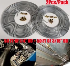 2Pcs 1/4'' 3/16 Brake Line Kit 50Ft Zinc-Coated Steel Tubing Corrosion Resistant