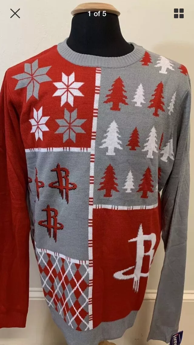 NWT NBA Houston Rockets Knit Ugly Christmas Sweater Forever Collectibles XL NEW