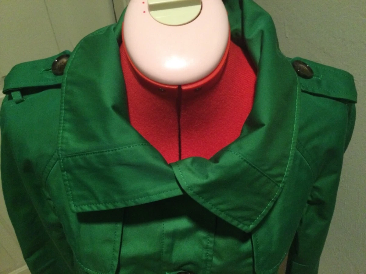 ELLEN TRACY Green Women s Size X Small Collar Rain Coat Jacket Button eBay