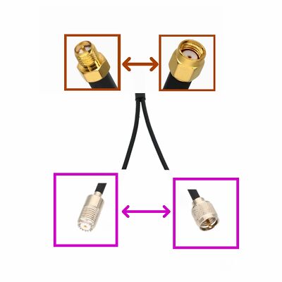 1x RP-SMA to 2x Mini-UHF Male/Female antenna Splitter/Combiner Y Adapter cable