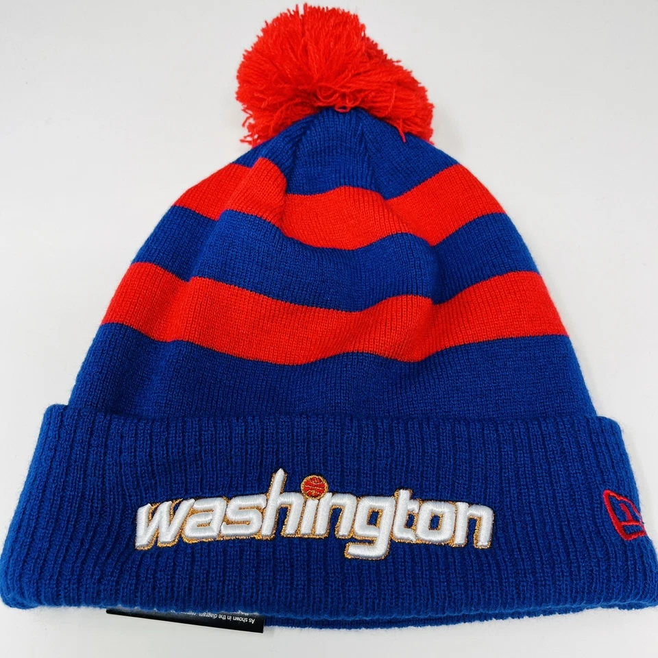 Мужская зимняя шапка-бини тобогган New Era NBA Washington Wizards City синяя красная OSFM - Изображение 2 из 4