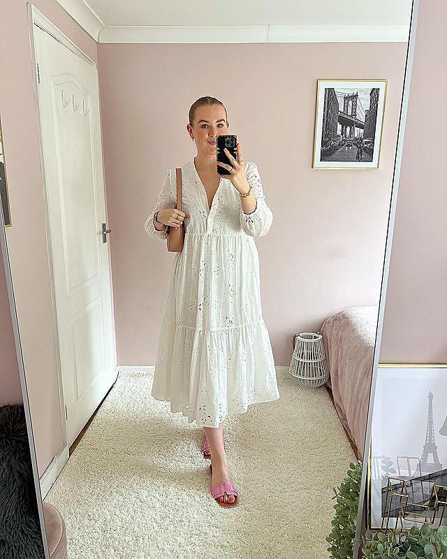 ZARA MIDI DRESS WITH CUTWORK EMBROIDERY WHITE XS-XXL REF ZARA MIDI DRESS WITH CUTWORK EMBROIDERY WHITE XS-XXL REF