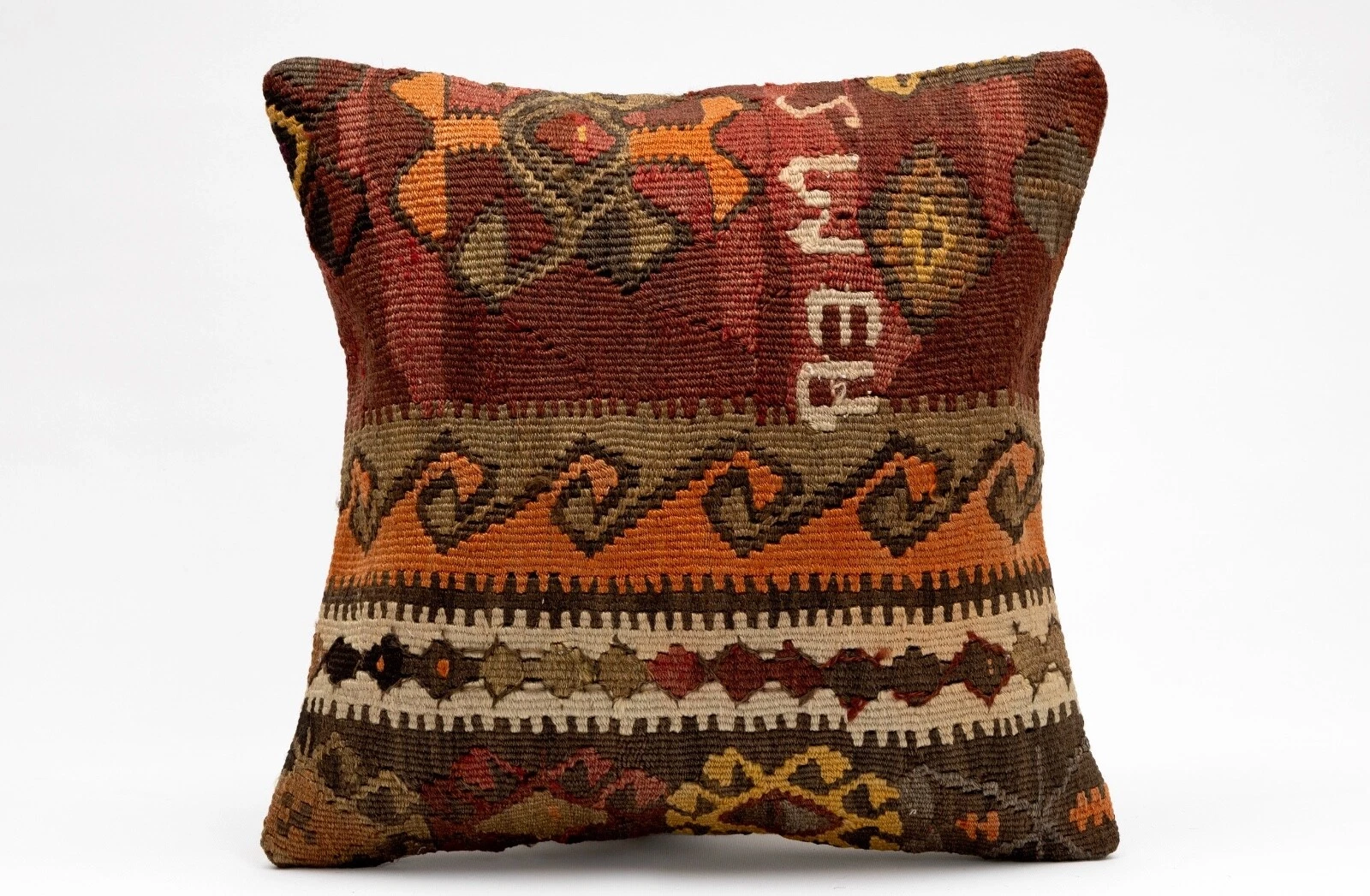 Kilim Pillow Cover, 16x16 in, Ethnic Pillow, Throw Pillow, Decorative Pillow