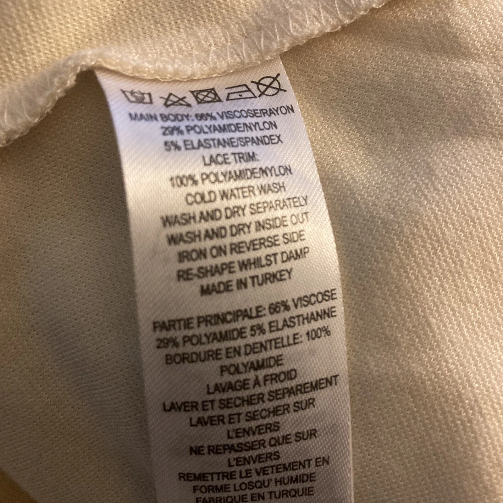 OFF WHITE Abito donna French Connection 8 pizzo schiena scoperta bianco lunghezza ginocchio elasticizzato