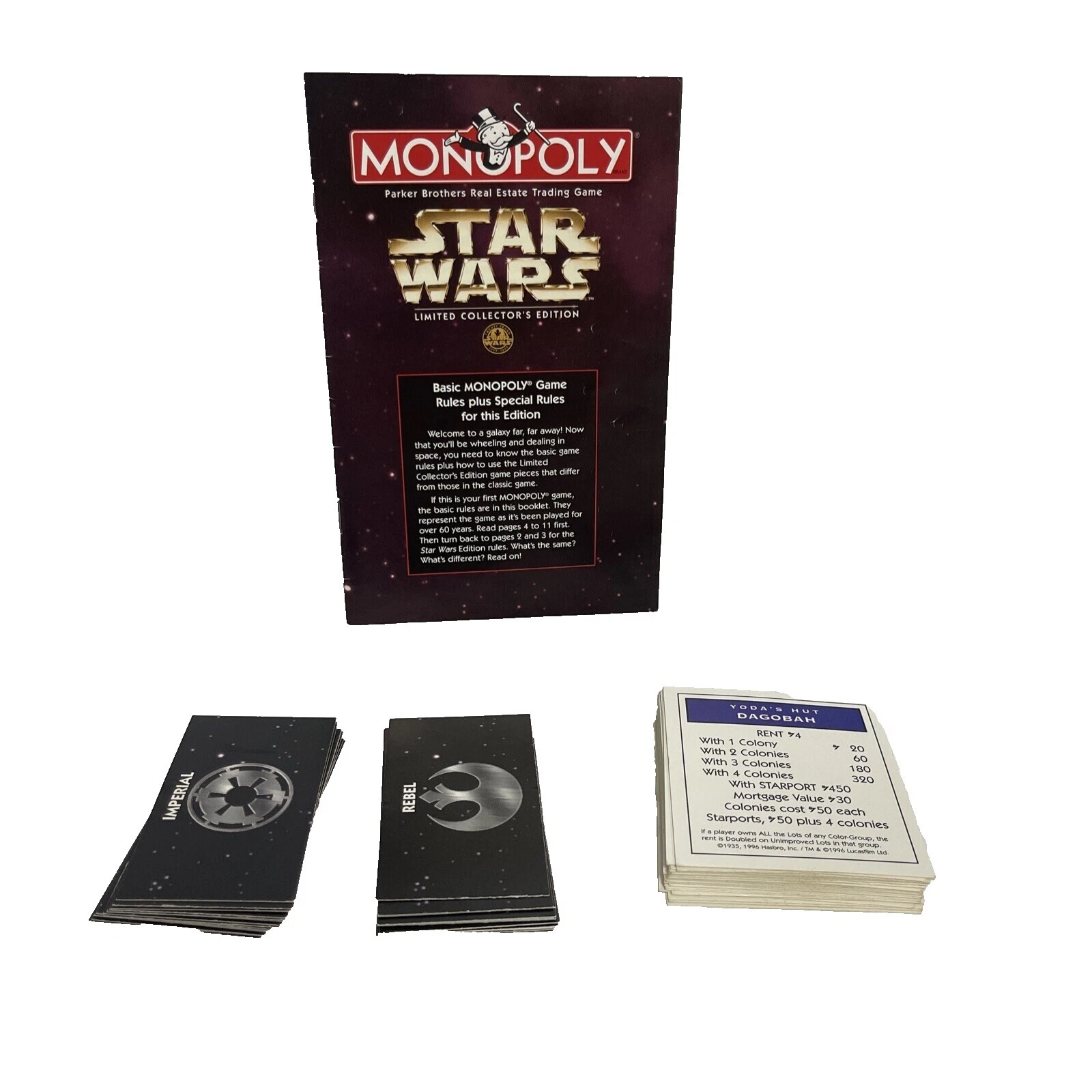 Tarjetas de juego de la Guerra de las Galaxias Parker Brothers