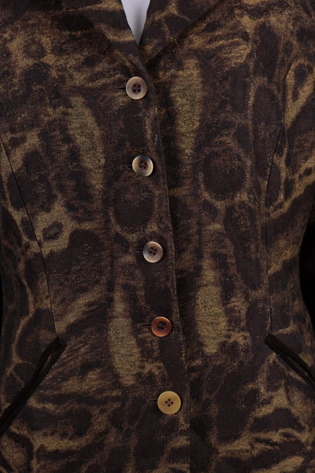 Chaqueta Abrigo Jungle Kenzo Marrón Estampado Leopardo Vintage Pecho Único Talla 44/M Foto 3 de 4