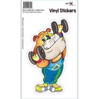 Gift Sticker : Bulldog Weight Lifting Gym Muscle Dog Pet Animal Nature Retro