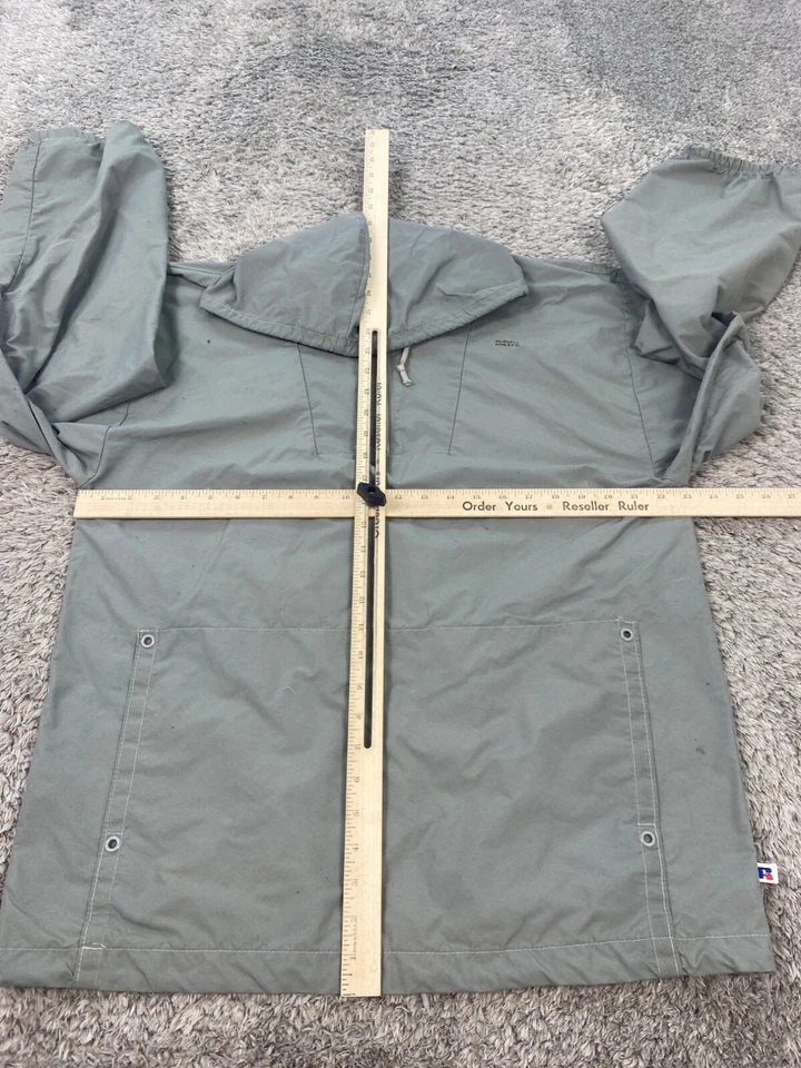 Chaqueta deportiva Russell de colección para hombre grande gris en blanco con capucha cortavientos EE. UU. Foto 4 de 4