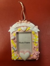 pink personalizable baby frame ornament