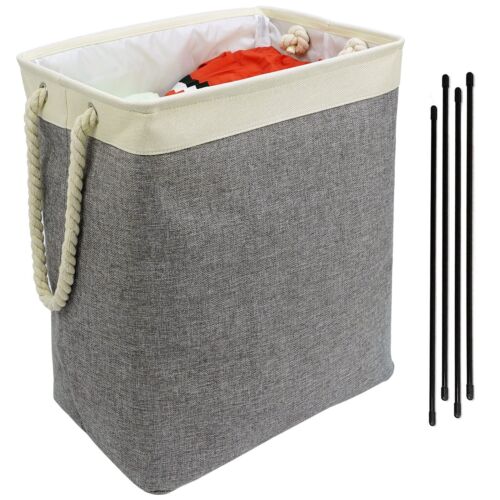Casaphoria 75L Laundry Hamper with Support Rods and Rope Handles, ,Freestandi...