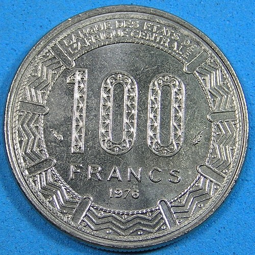 1976 Central African Republic 100 Francs Coin Three Eland, Lustrous BU, KM-7 - Picture 1 of 2