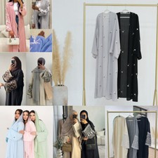 Muslim Women Abaya Long Sleeve Maxi Dress Kaftan Kimono Robes Islamic Dubai Gown