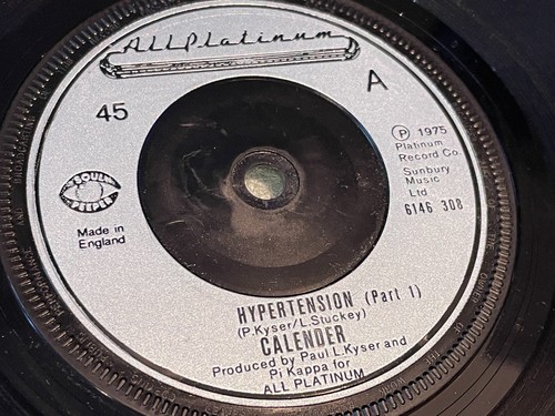 Calender - Hypertension - Vinyl Record 7" Single - 1975 All Platinum 6146 308 - Picture 4 of 5