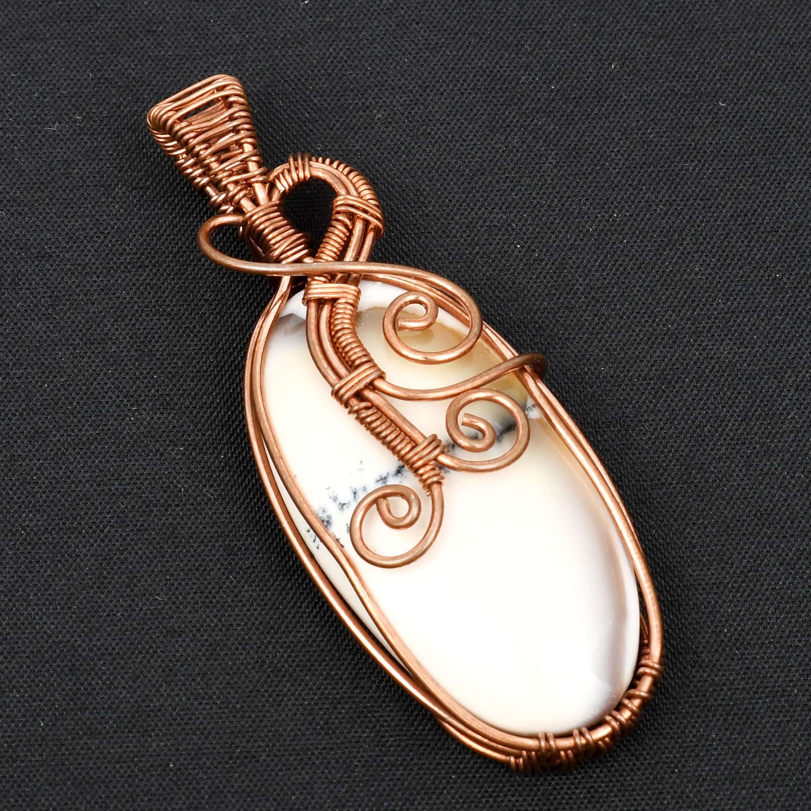 Dendrite Opal Gemstone Ethnic Handmade Copper Wire Pendant Jewelry  AP-16395