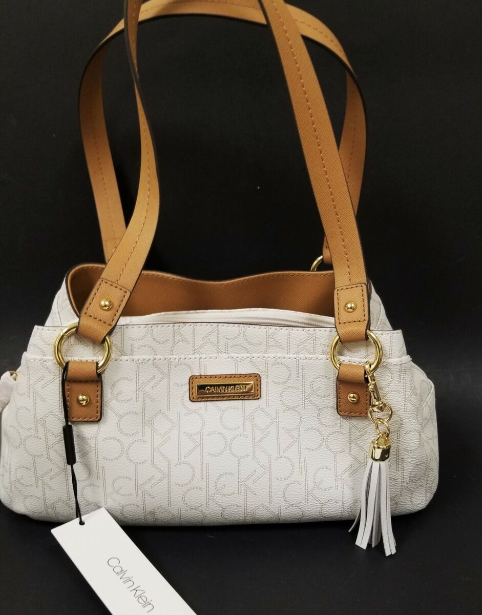 NEW CALVIN KLEIN OFF WHITE+BROWN TRIM LEATHERETTE,GOLD ACCENT,ZIP,SHOULDER BAG | eBay NEW CALVIN KLEIN OFF WHITE+BROWN TRIM LEATHERETTE,GOLD ACCENT,ZIP,SHOULDER BAG | eBay