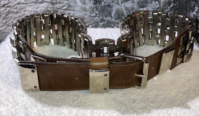 Crisca Silver Link/Leather Women s Belt Size Small 77 40 ECHT LEDER