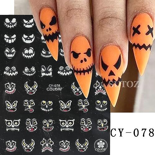 Halloween Nail Art Stickers Glow in Night Nail Decals 3D Self-Adhesive HaLS1 - Picture 3 of 7