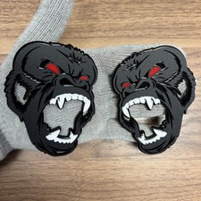 Gorilla Badges Emblem Red Eye Roaring W Teeth Fender Ape Angry Agressive Black