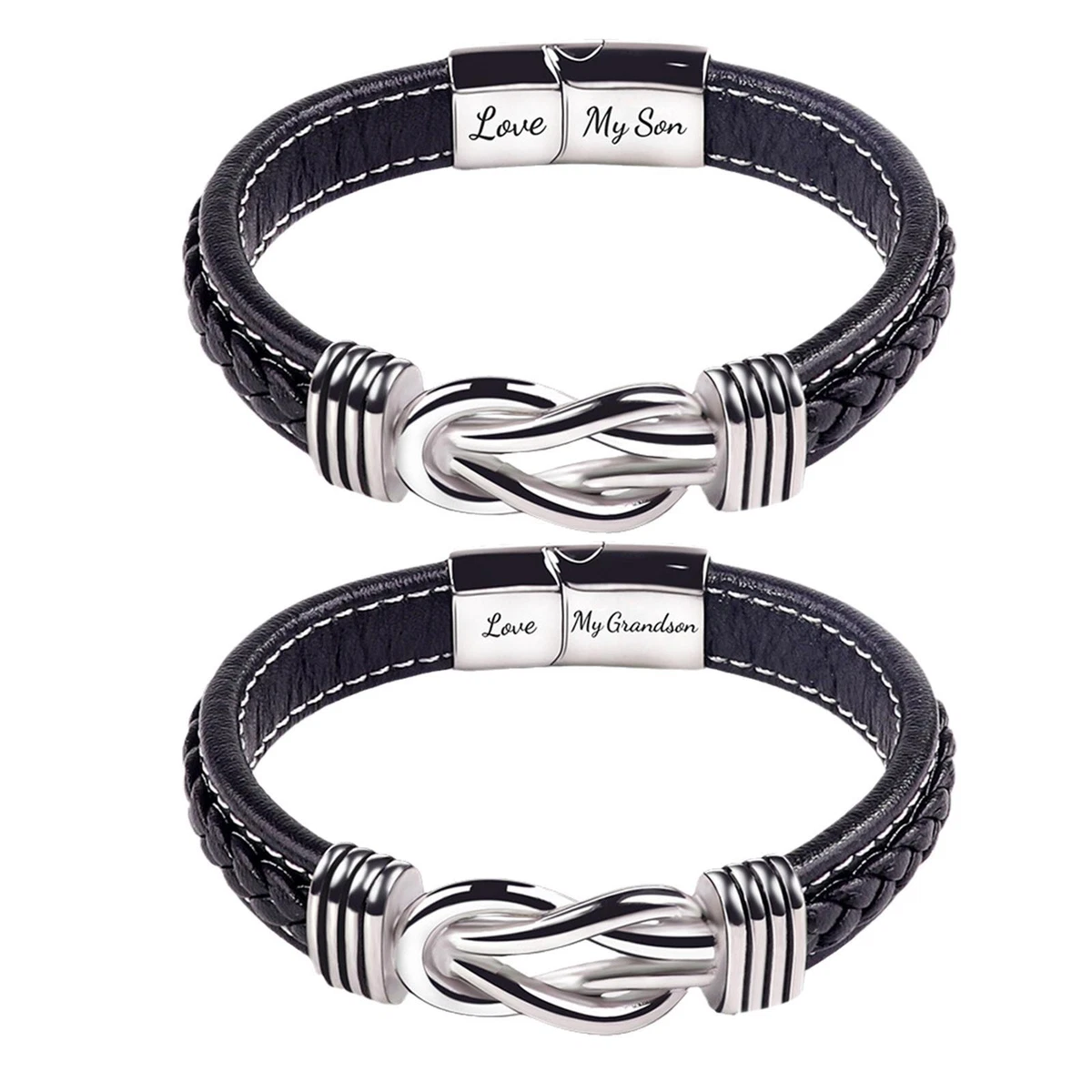 Pour Mon Fils - Bracelet en cuir tressé Mère et Fils liés pour toujours