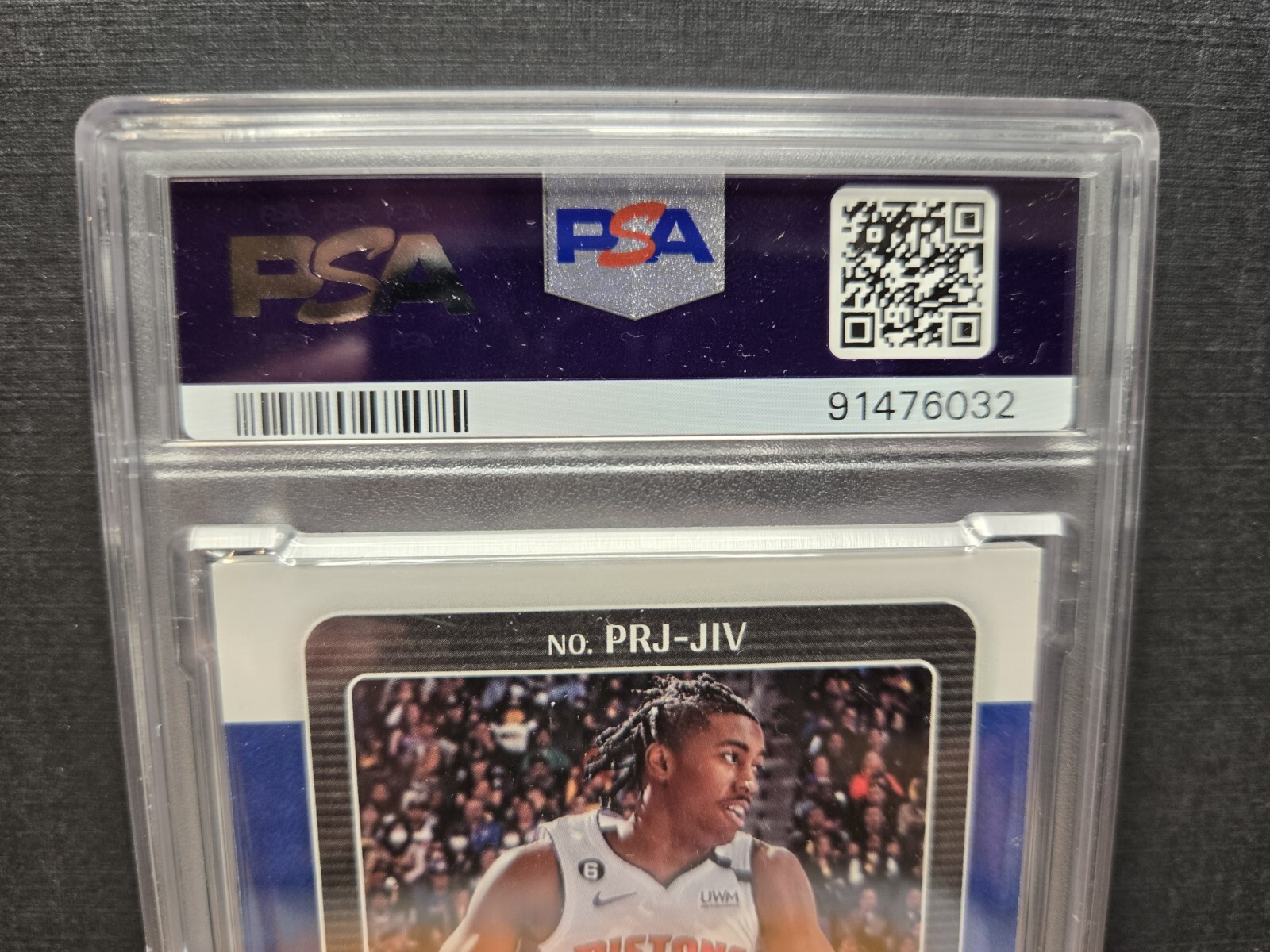 2022-23 Panini One & One Jaden Ivey Rookie Patch Auto Red RPA /99 Prime RC PSA 8 view 9