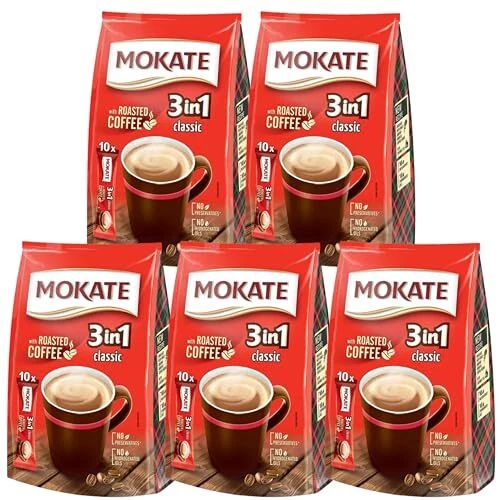 Mokate 3 in 1 Instant Coffee 10 Sticks x 5 Packs 170g On-the-Go